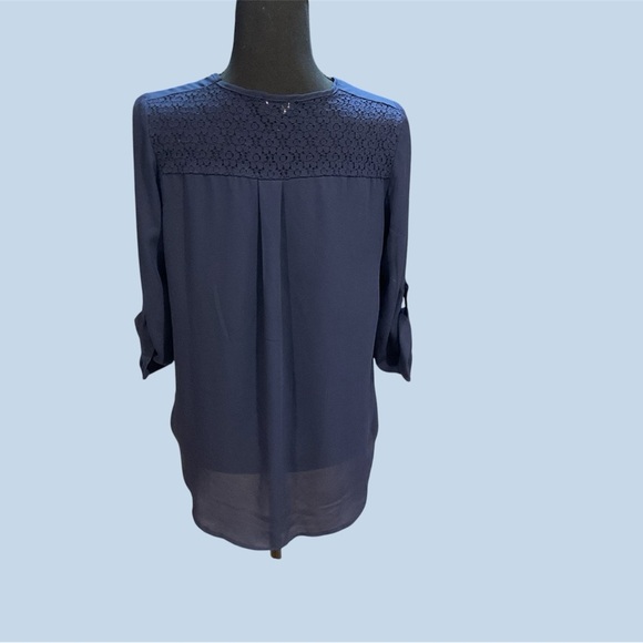 PAPERMOON BY STITCHFIX NAVY BLUE BLOUSE SIZE MEDIUM GENTLY WORN - Picture 2 of 3